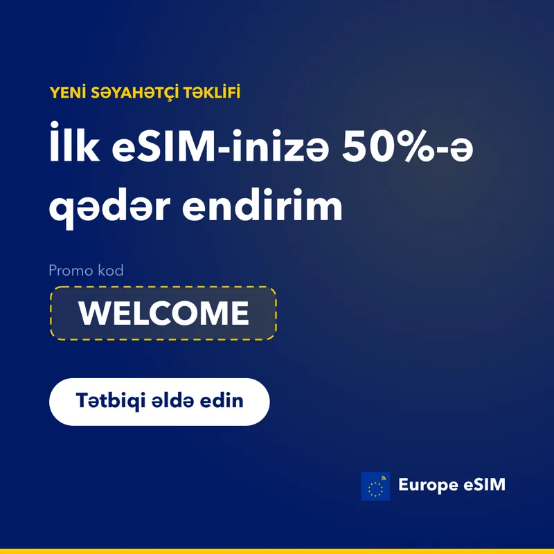 Europe eSIM Promo Kodu — İlk Paketə 15% Endirim