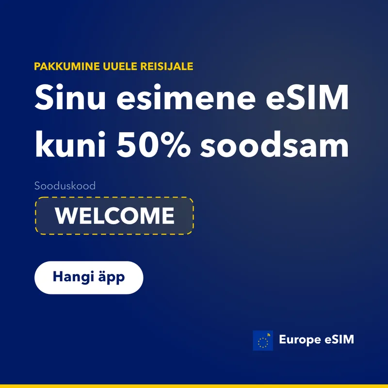 Europe eSIM-i sooduskood — säästa 15% esimesest paketist