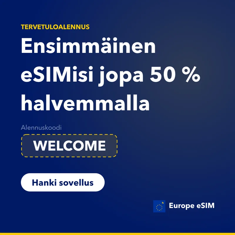 Europe eSIM -alennuskoodi — 15 % ensimmäisestä paketista