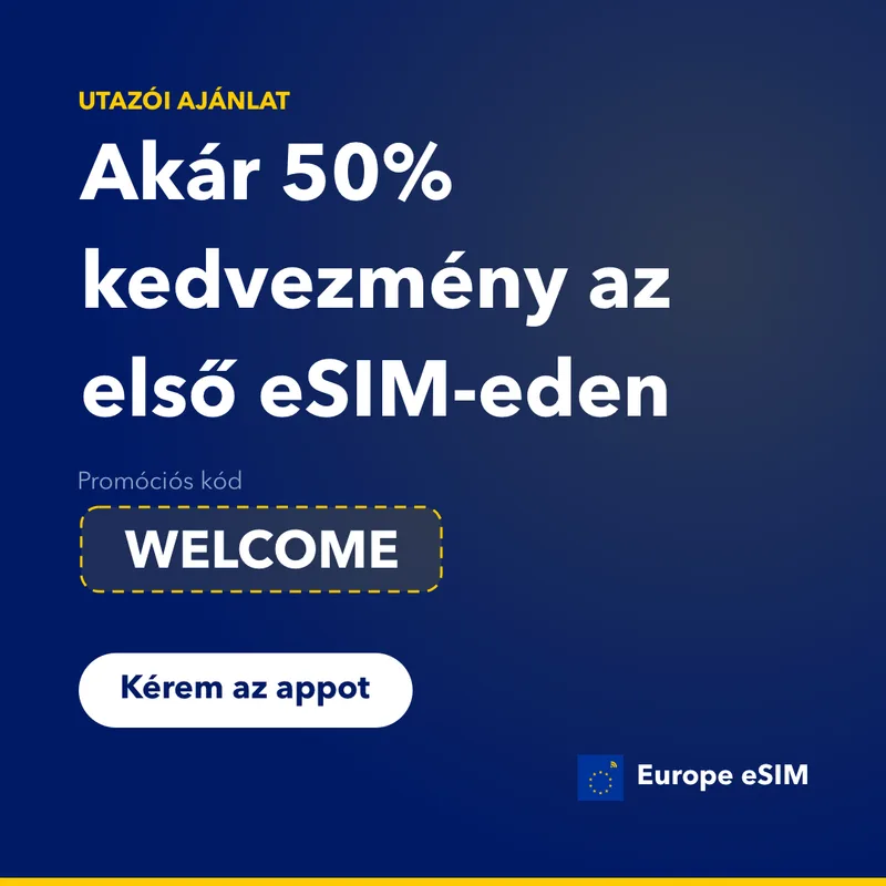Europe eSIM promóciós kód — 15% az első csomagra
